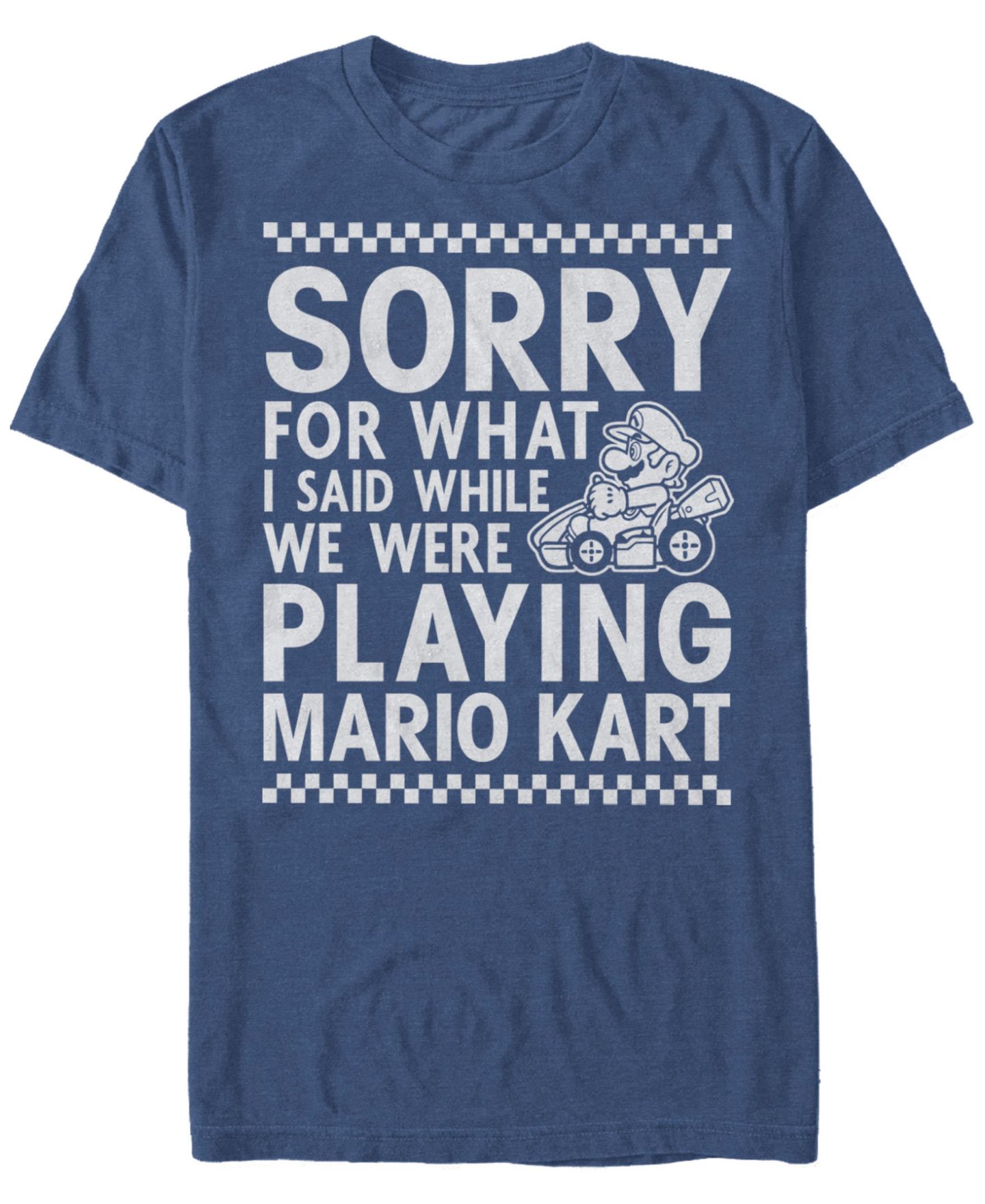 Мужская футболка Fifth Sun Nintendo Mario Kart I Didn't Mean It While Playing Apology Short Sleeve, цвет: Тёмно-синий — фото 1