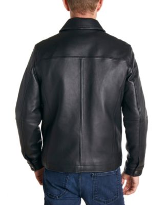 perry ellis brown leather jacket