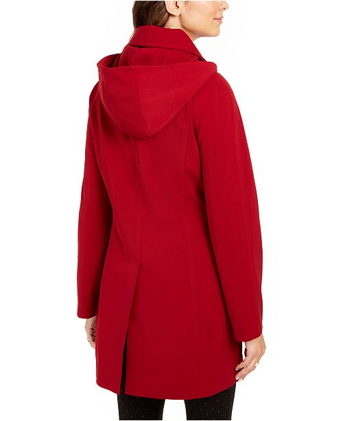 london fog single breasted hooded raincoat