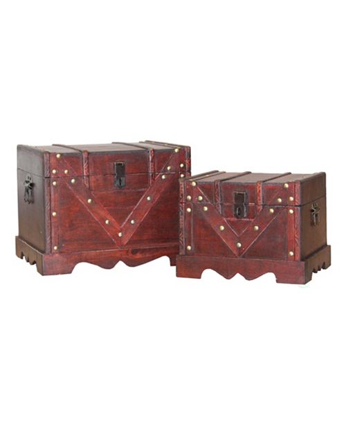 Vintiquewise Wooden Treasure Box Old Style Decorative Treasure