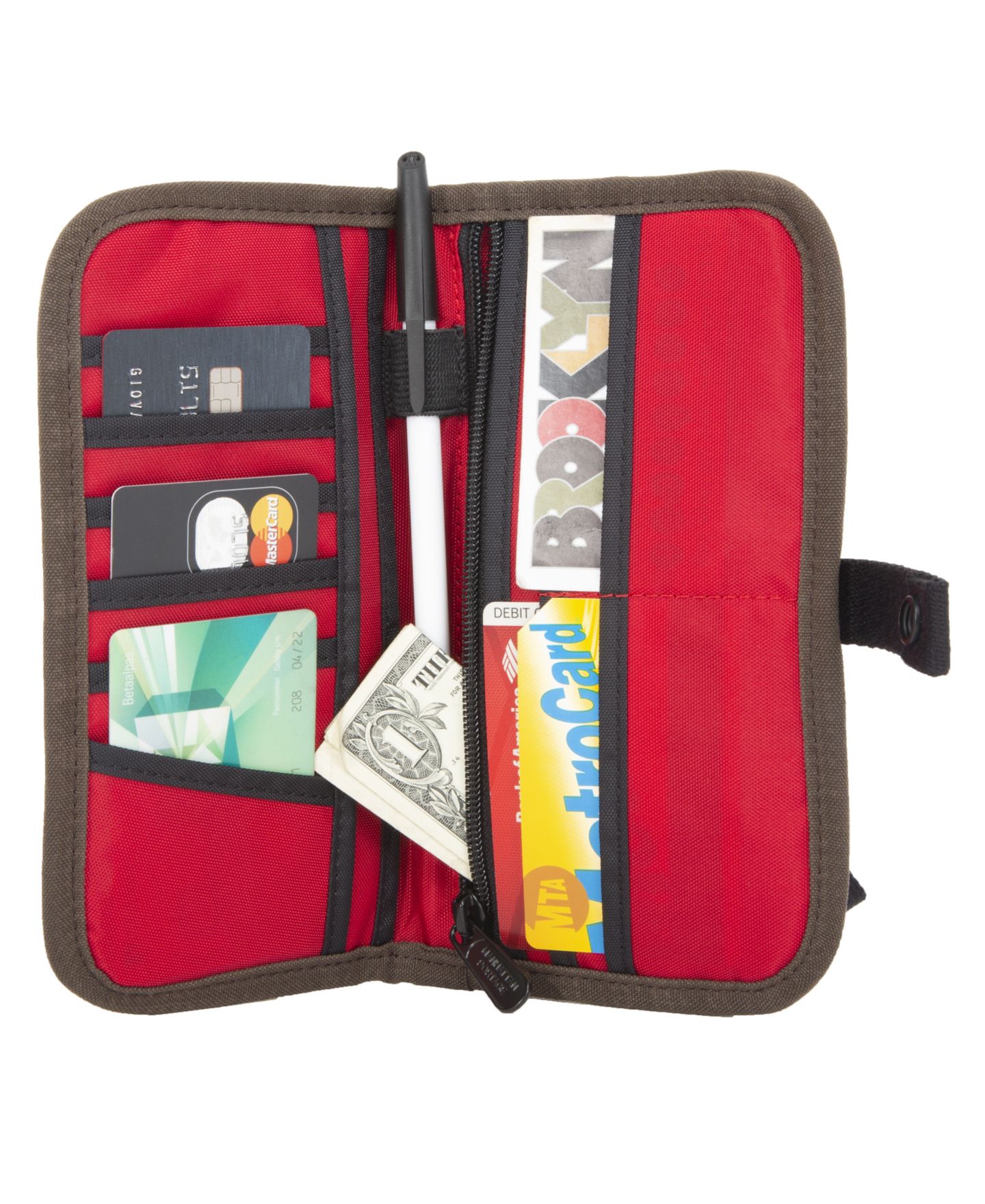Женский кошелёк Manhattan Portage Waxed Nylon Continental Wallet, цвет: Тёмный коричневый — фото 4