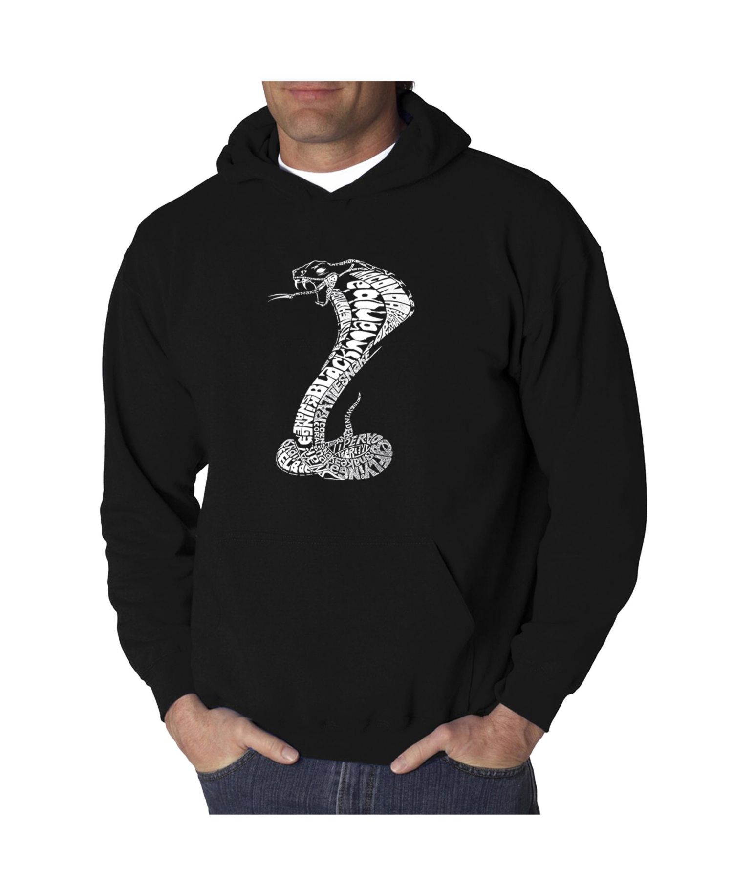 Men's Word Art Hooded Sweatshirt - Types of Snakes