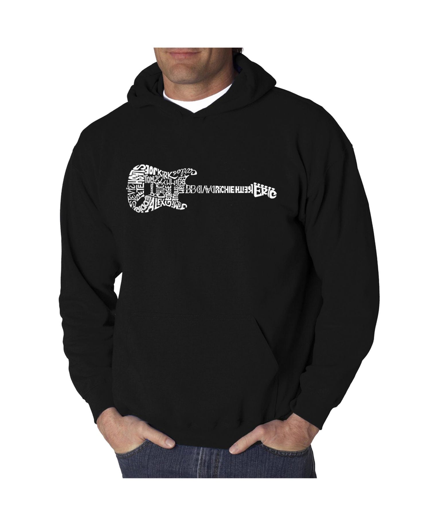 Men's Word Art Hooded Sweatshirt - Rock Guitar
