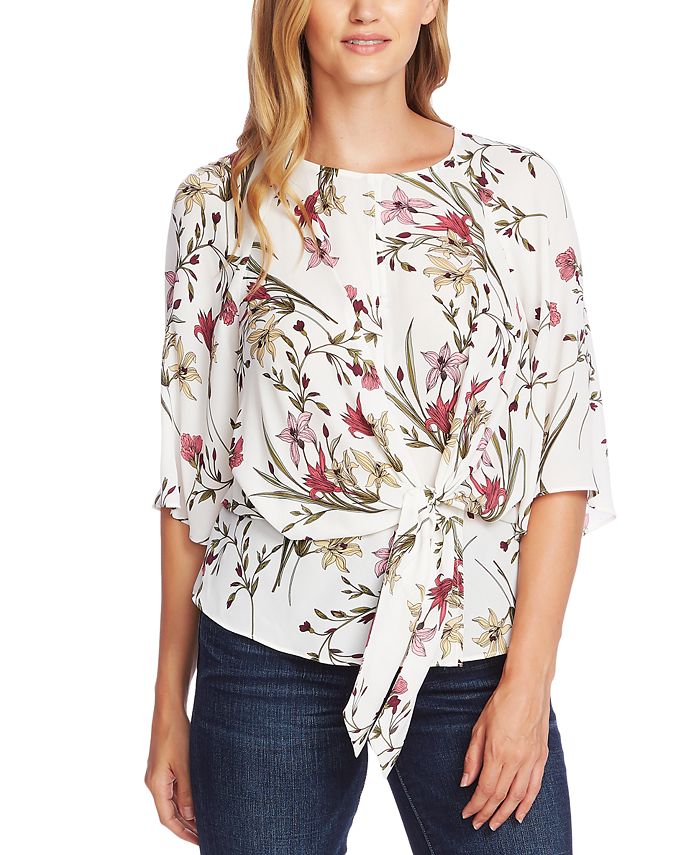 Vince Camuto Tie-Front Keyhole Top - Macy's