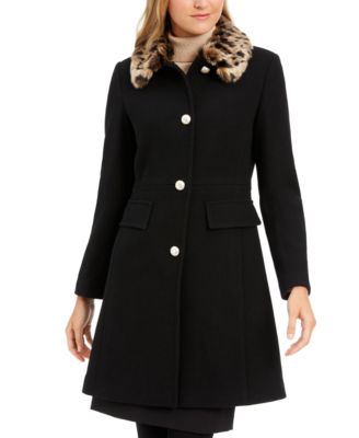 kate spade faux fur lapel coat