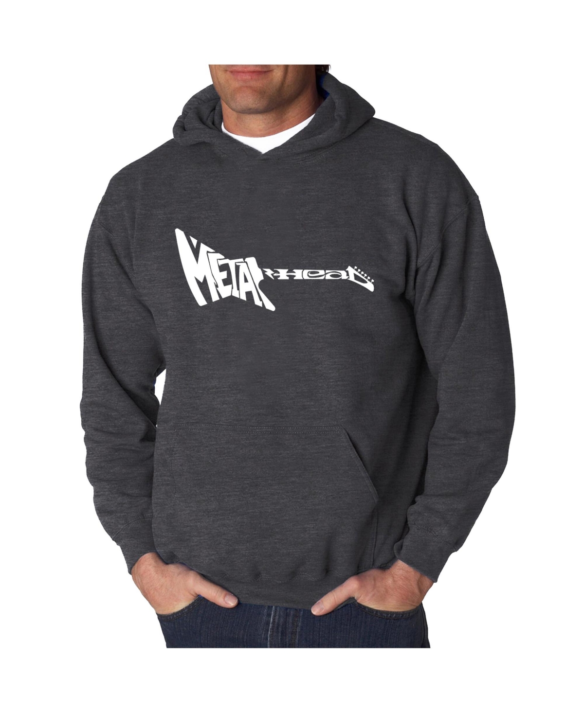 La Pop Art Men's Word Art Hoodie - Metal Head Guitar