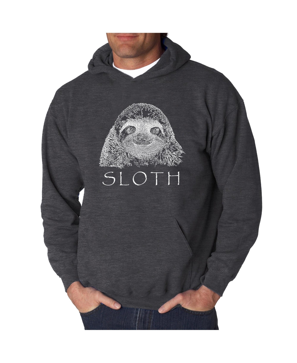Men's Word Art Hoodie - Sloth - Dark Gray