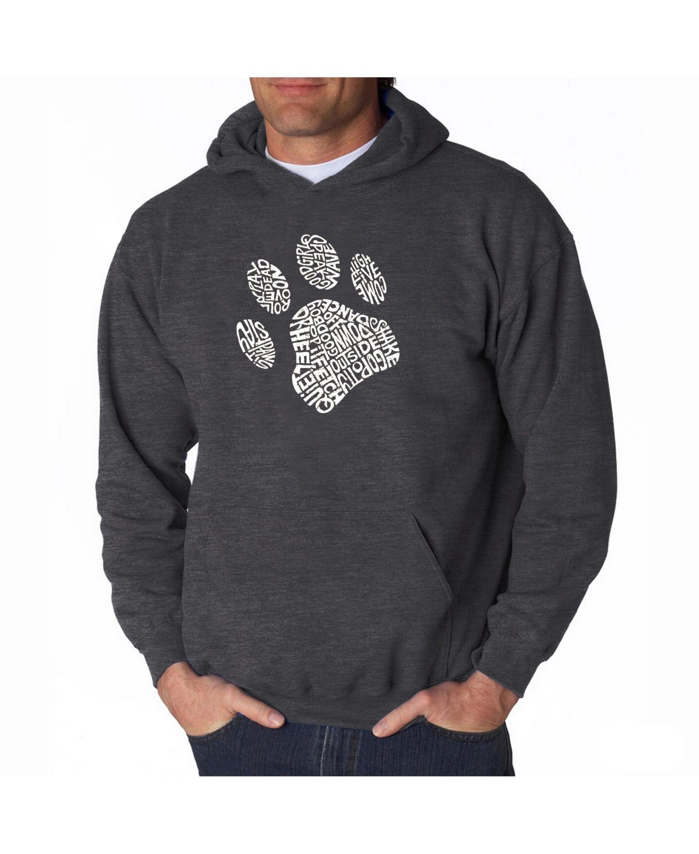 Мужское худи LA Pop Art Word Art Hooded Sweatshirt - Dog Paw, цвет: Чёрный — фото 3