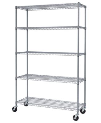 5-Tier Outdoor Wire Shelving Rack with NSF Includes Wheels