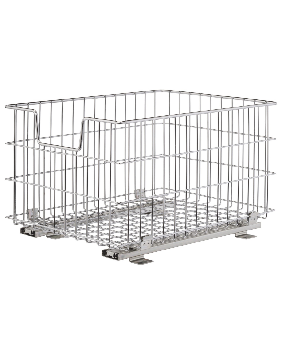 Wire Basket with Slides, Pack of 2 - Chrome