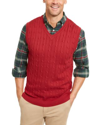 Club Room Men's Cable-Knit Cotton Sweater Vest, Created for Macy's - Macy's