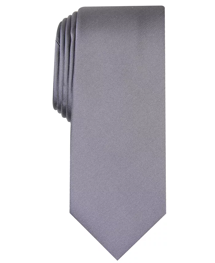 Men's Solid Texture Slim Tie - thumbnail 3