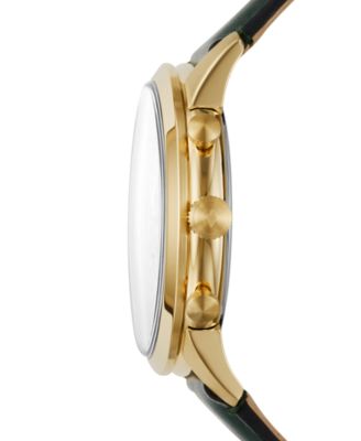 Fossil Men's Chronograph Townsman Green Leather Strap Watch 44mm