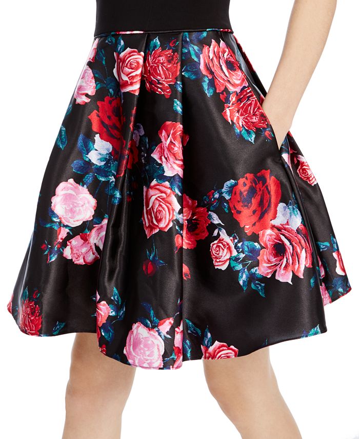 Blondie Nites Juniors' Floral-Print Fit & Flare Dress - Macy's