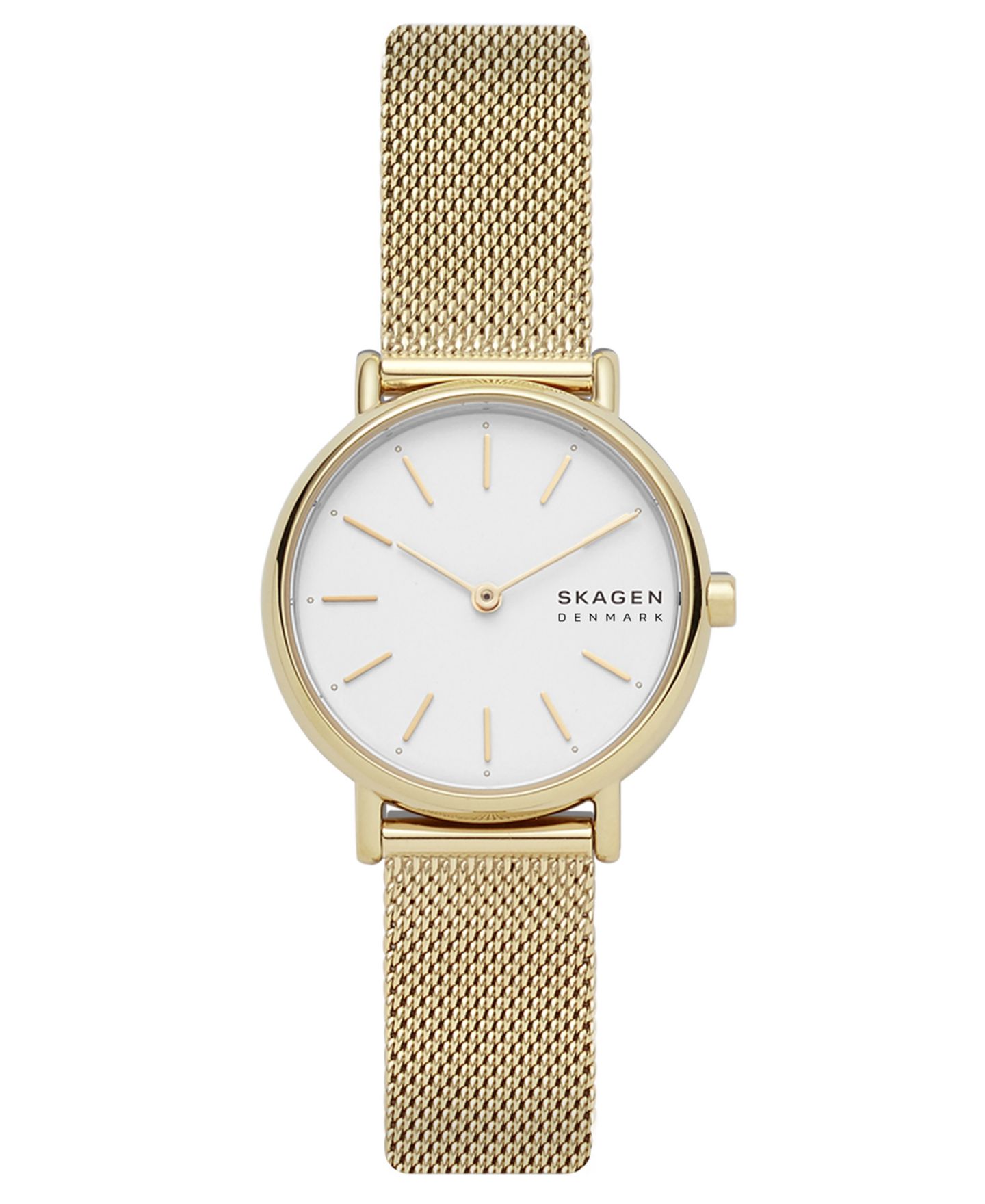 Женские часы Skagen Signatur Gold-Tone Stainless Steel Mesh Bracelet Watch 30mm — фото 4