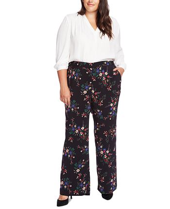 Vince Camuto Women's Plus Plus High Rise Crop Wide Leg Zip Pocket Dress Pants