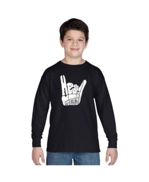 image of La Pop Art Boy-s Word Art Long Sleeve T-Shirt - Heavy Metal