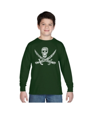 image of La Pop Art Boy-s Word Art Long Sleeve T-Shirt - Pirate Captains, Ships And Imagery