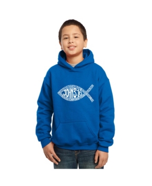 image of La Pop Art Boy-s Word Art Hoodies - John 3:16 Fish Symbol