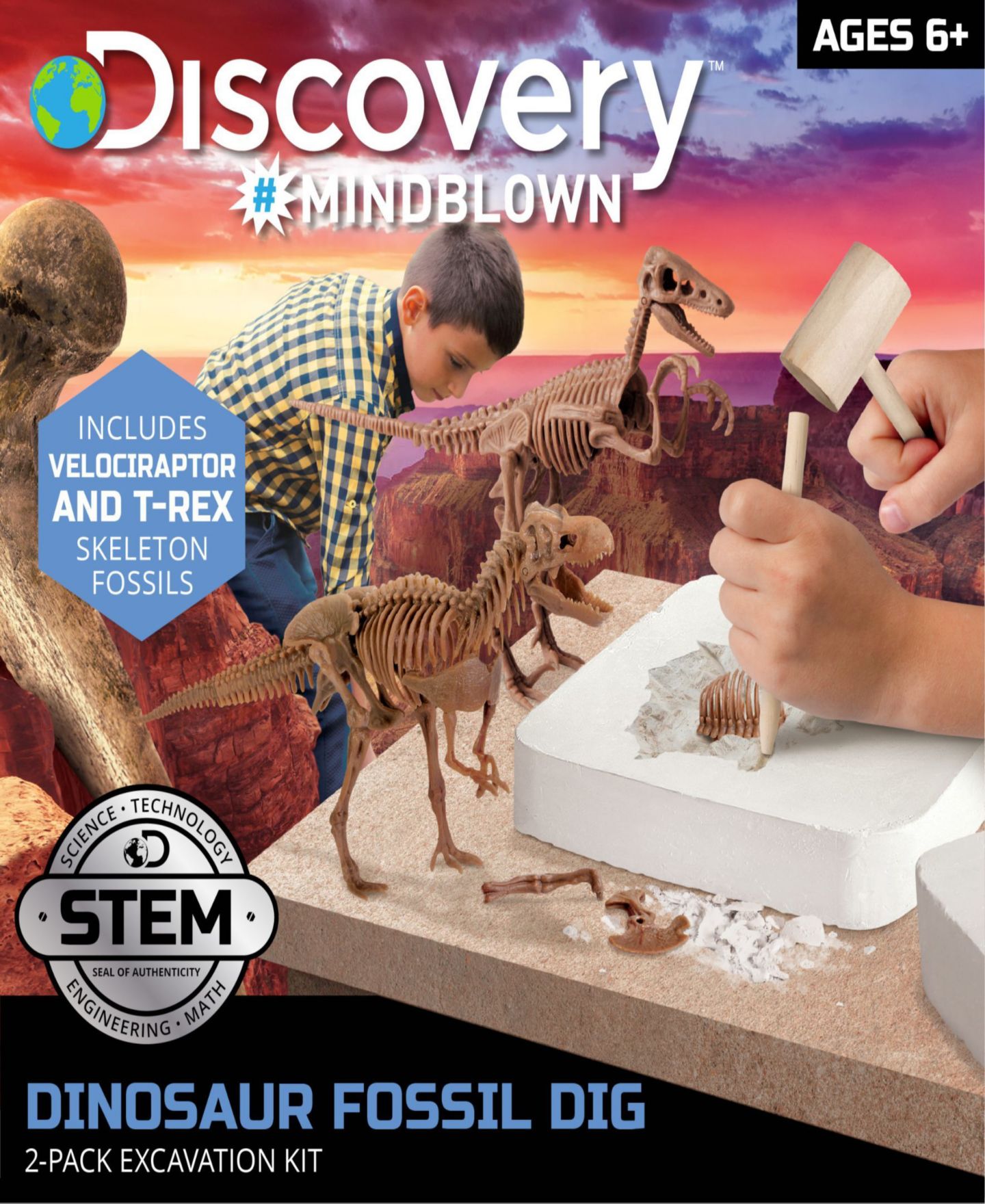 Детские игрушки Discovery #MINDBLOWN Dinosaur Excavation Skeleton 3D Puzzle 25-Piece Kit, от 6 лет — фото 2