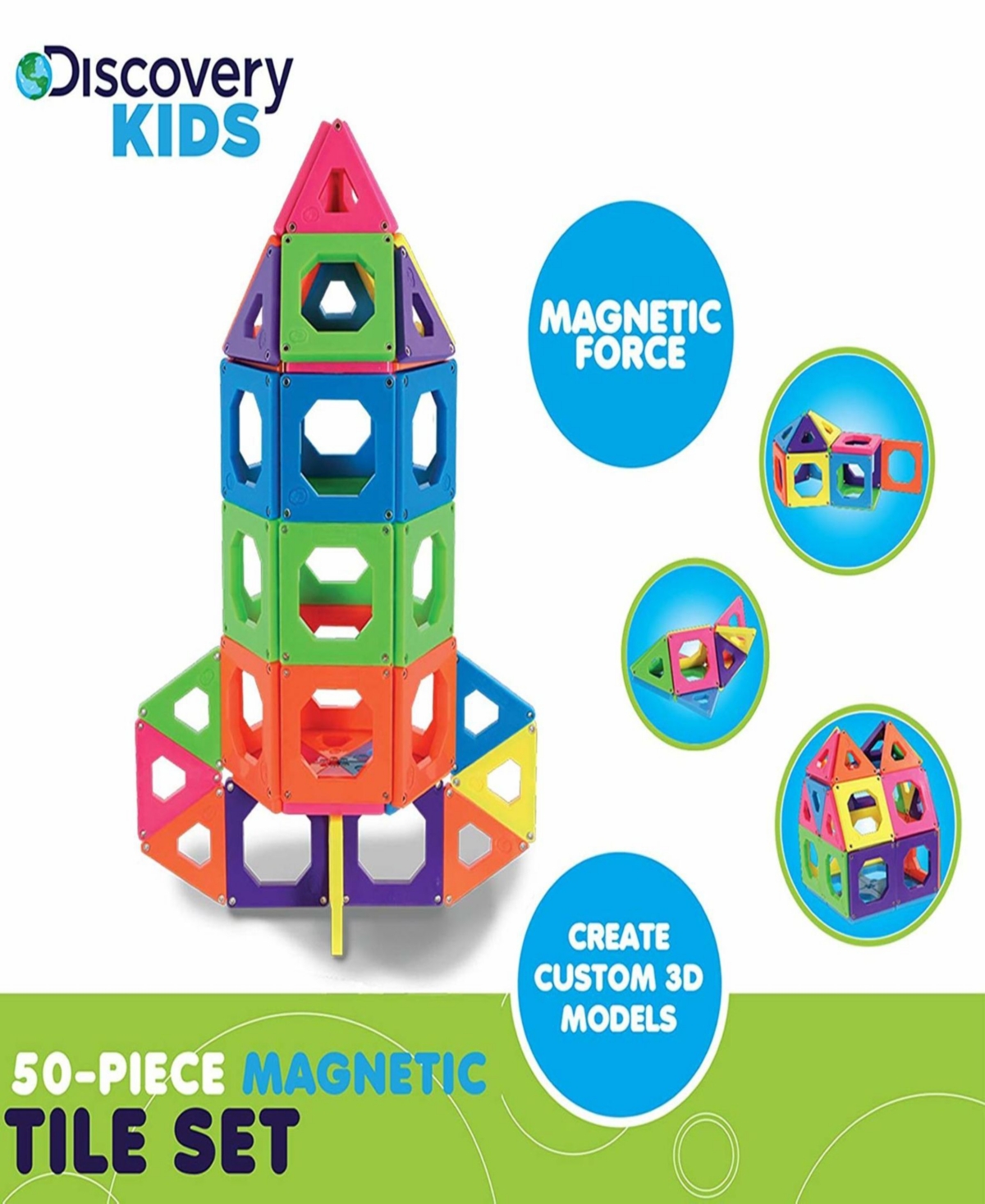 Discovery 24-piece Magnetic Tile Building Blocks Set