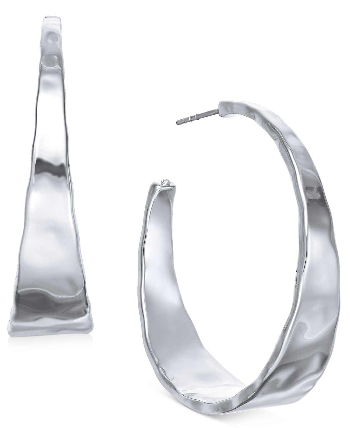 Hammered Metal Medium Hoop Earrings 1-.5", Created for Macy's - Silver