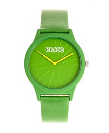 Unisex Splat Green Leatherette Strap Watch 38mm