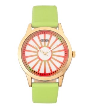 image of Crayo Unisex Electric Light Green Leatherette Strap Watch 41mm