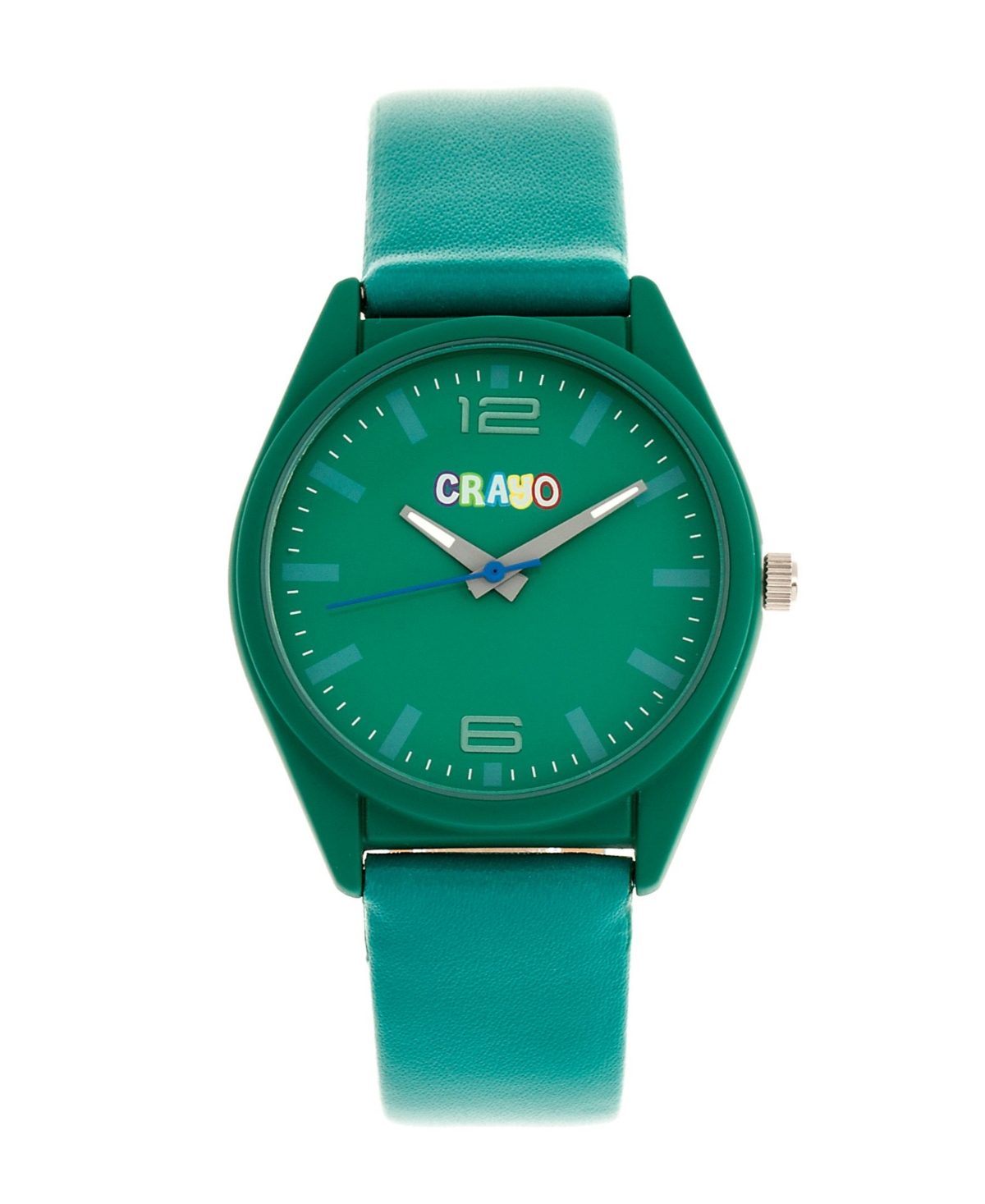 Crayo Unisex Dynamic Teal Leatherette Strap Watch 36mm