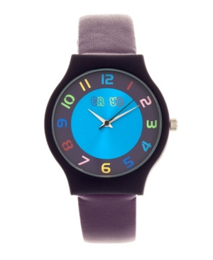image of Crayo Unisex Jubilee Purple Leatherette Strap Watch 36mm