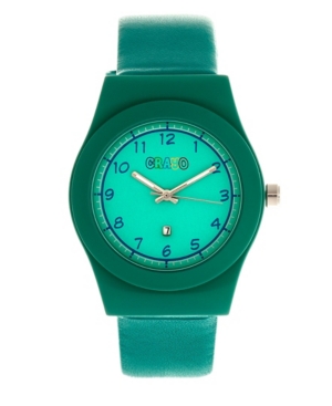 image of Crayo Unisex Dazzle Teal Genuine Leather Strap Watch 37mm