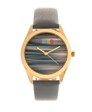 image of Crayo Unisex Graffiti Gray Genuine Leather Strap Watch 35mm
