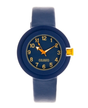 image of Crayo Unisex Equinox Navy Leatherette Strap Watch 40mm