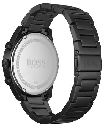 BOSS - Men's Chronograph Pioneer Black Ion-Plated Stainless Steel Bracelet Watch 44mm