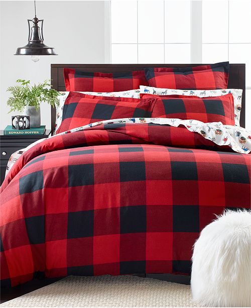 Buffalo Plaid Flannel Full Queen Duvet Cover Created For Macy S