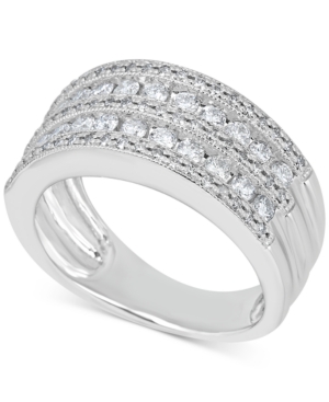 image of Diamond Multi-Row Milgrain Edge Band (1 ct. t.w.) in 14k White Gold