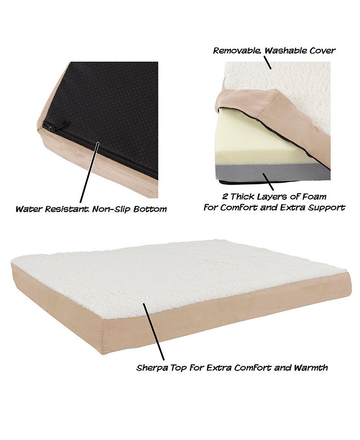 PetMaker Orthopedic Sherpa Top Pet Bed with Memory Foam and Removable ...