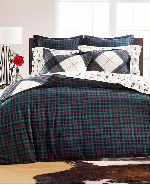 Martha Stewart Collection Winter Plaid Flannel Bedding Collection, Created for Macy&#39;s & Reviews ...