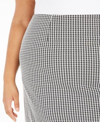 Nine West Plus Size Houndstooth-Print Pencil Skirt