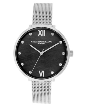 image of Christian Siriano Women-s Analog Silver-Tone Mop Stainless Steel Mesh Watch 38mm