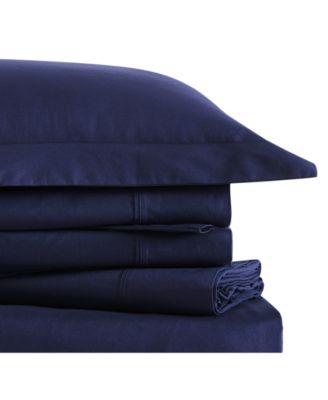 Solid Cotton Percale 3-Pc. Sheet Set, Twin