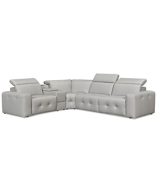 Furniture Haigan 5 Pc Leather L Shape Sectional Sofa With 2