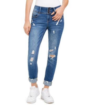 Indigo Rein - Juniors' Ripped Cuffed Jeans