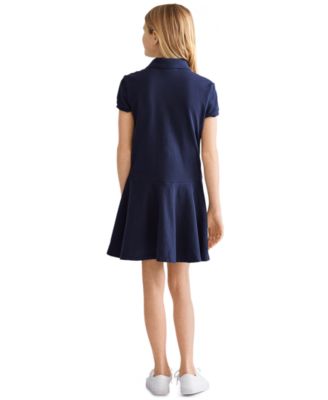 Girls' 7-16 Cotton Mesh Short-Sleeve Polo Dress