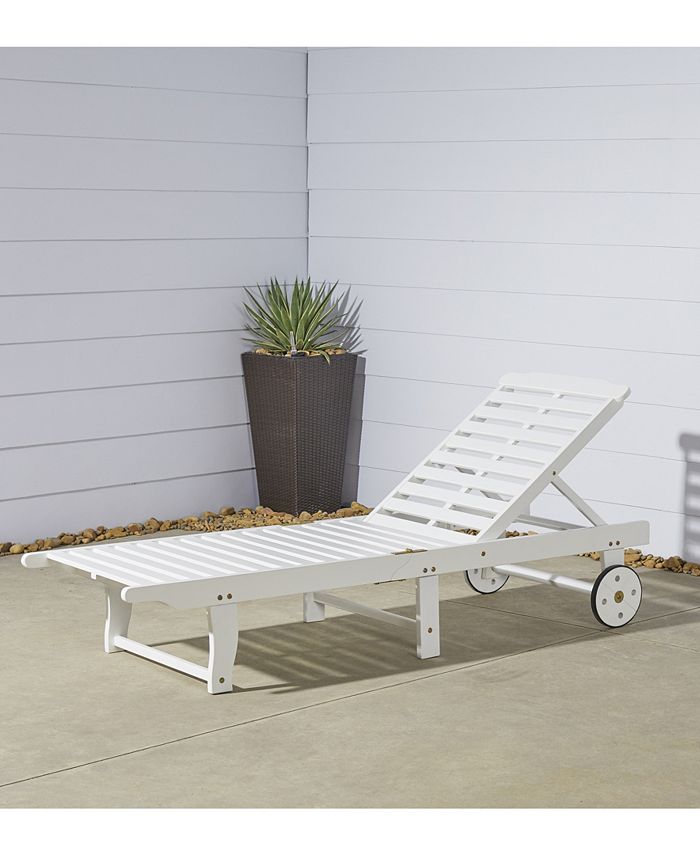 VIFAH Bradley Outdoor Patio Wood Folding Sunbathing Chaise Lounge Macy's