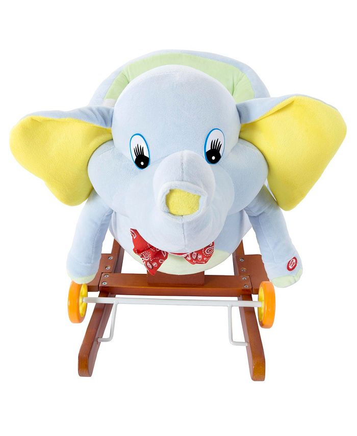 Happy Trails Rocking Horse Plush Animal Elephant 2in1 Wooden Rockers