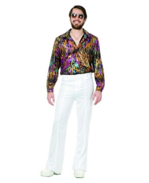 BuySeasons Men's Multi Flame Disco Shirt Plus Adult Costume