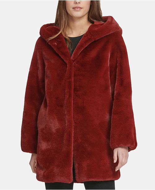 Dkny Hooded Faux Fur Coat Reviews Coats Women Macy S