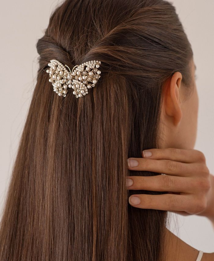 Soho Style Imitation Pearl Speckled Butterfly Barrette & Reviews - All ...