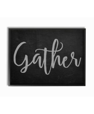 Gather Black and Gray Typography Framed Giclee Art, 16" x 20"